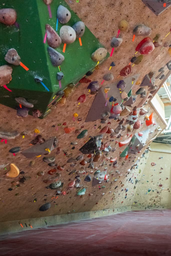 a bouldering wall with holds